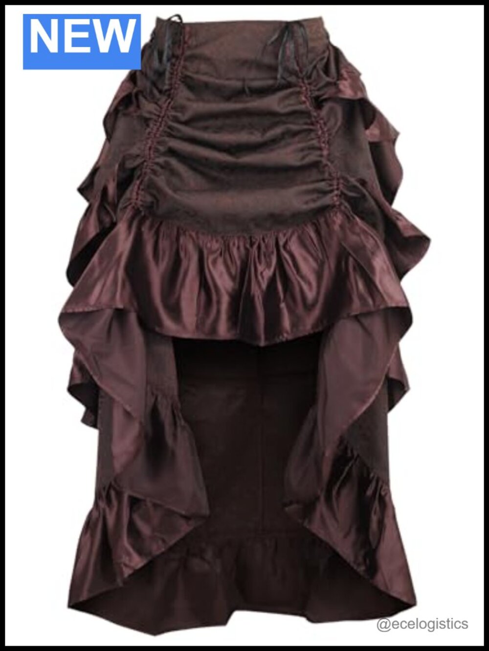 Brocade High Low Bustle Skirt Adjustable Strings Corset Style